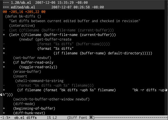 Emacs diff mode screenshot